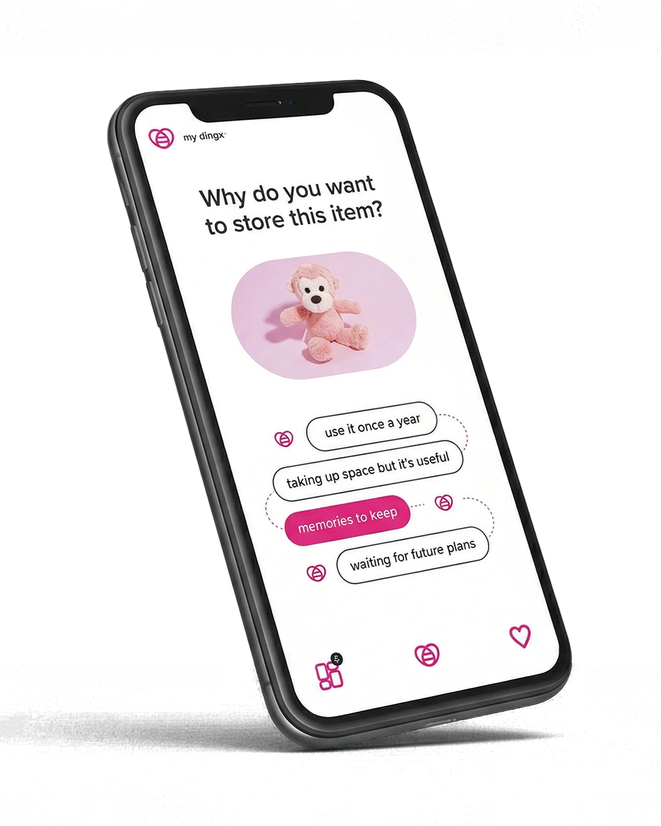 Die dingx-App zeigt ein digitales Inventar gelagerter Gegenstände